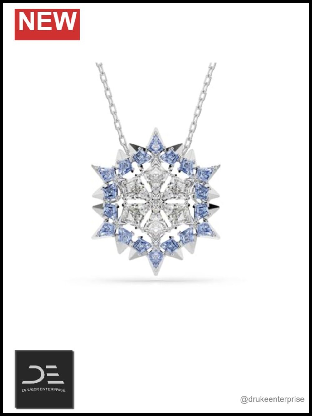 Swarovski Zirconia Snowflake Pendant Necklace, Rhodium Finish, 3-in-1 Jewelry